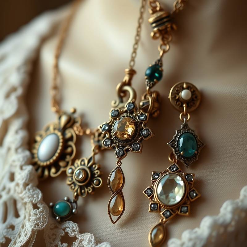 Product photography of vintage jewelry in The Vintage Room, highlighting the intricate details.